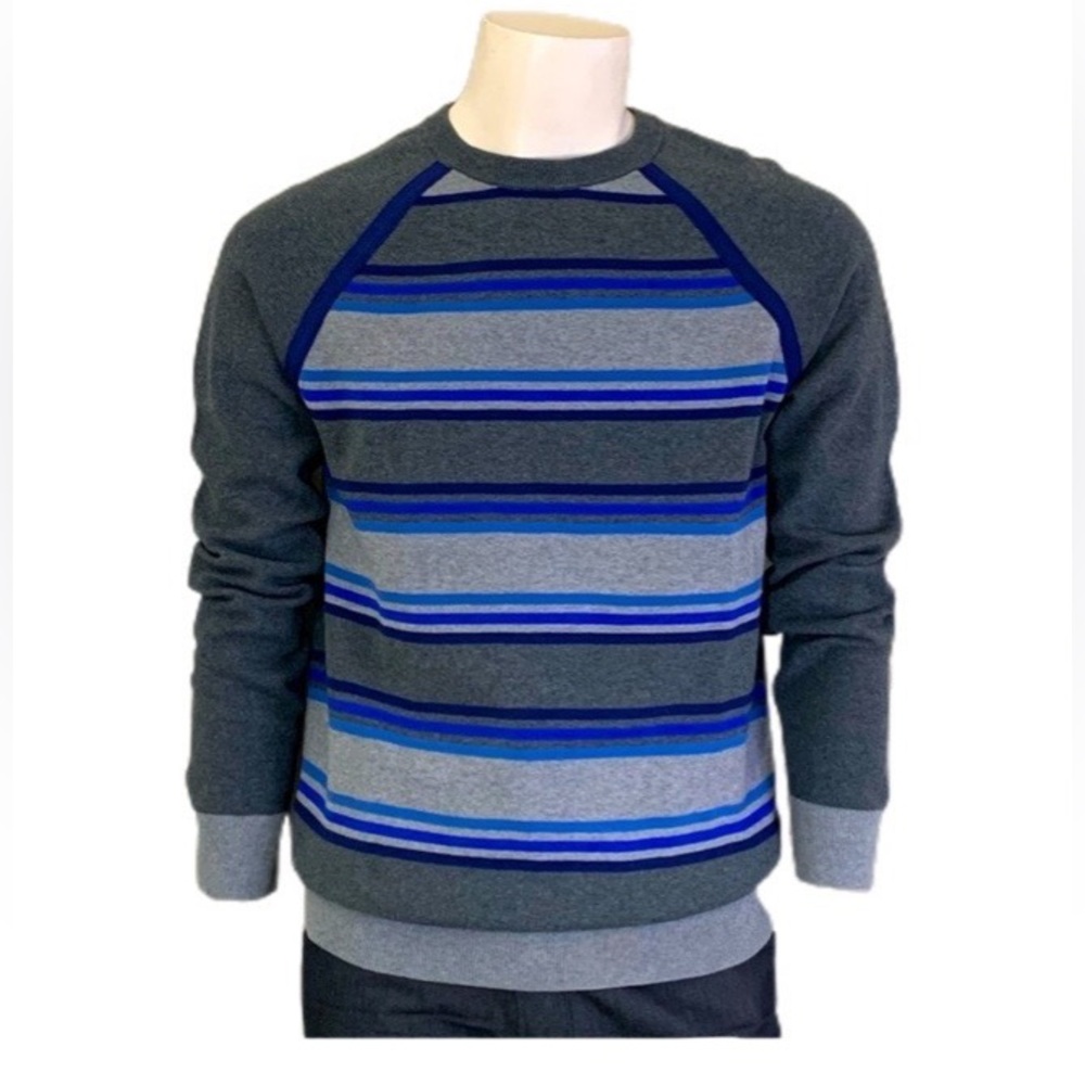 DKNY Men's Blue and Silver Jumper